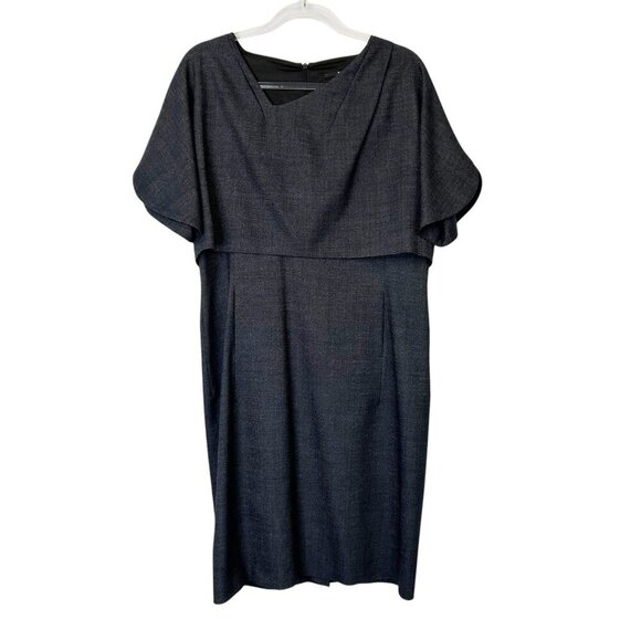 Hugo Boss Sheath Dress Womens Size 12 Gray Wool Career Business Quiet Luxury - Picture 1 of 12